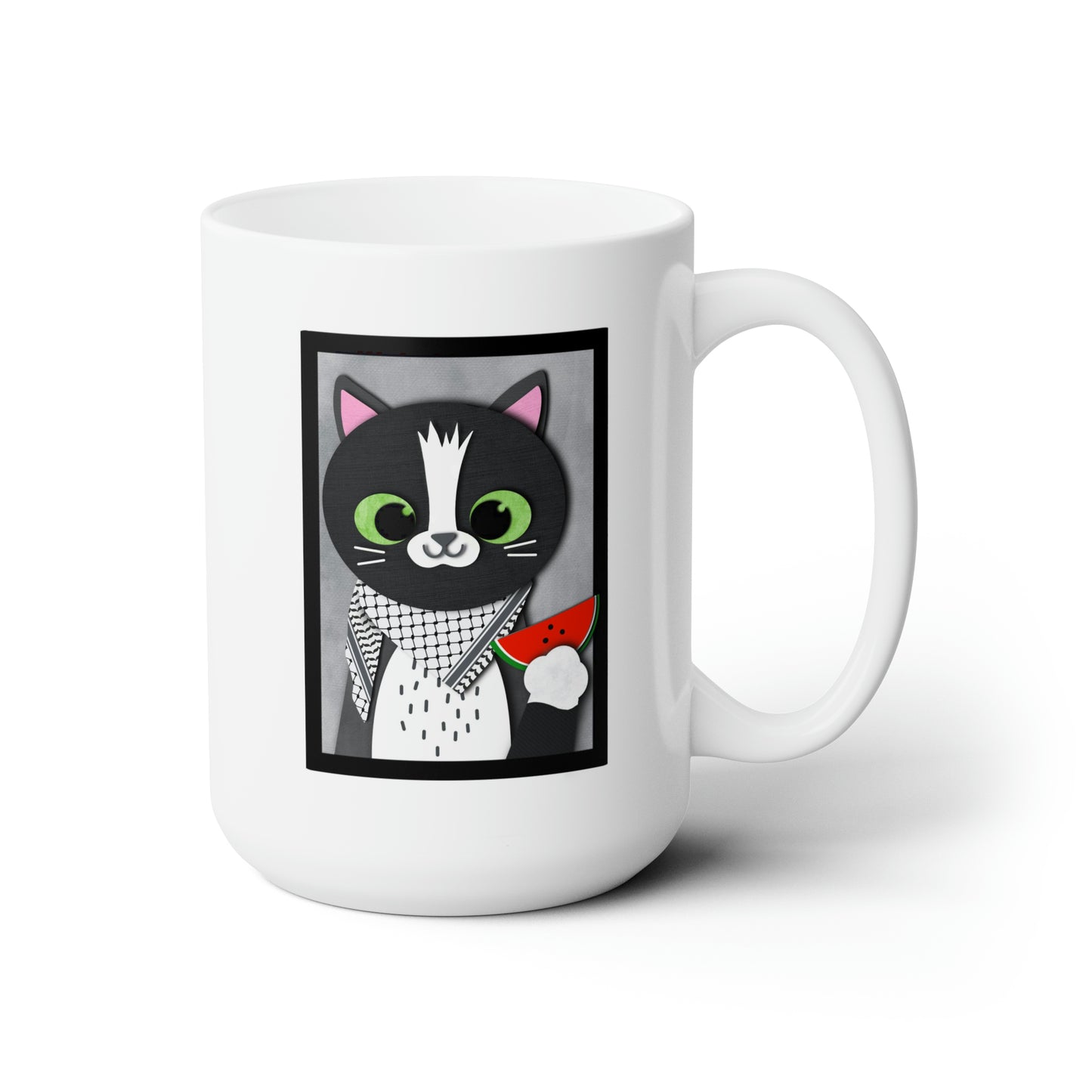 Watermelon Kat-ffiyeh, Ceramic Mug 15oz